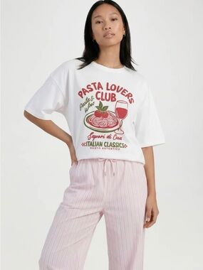 Boohoo White Crew Neck printed T-shirt